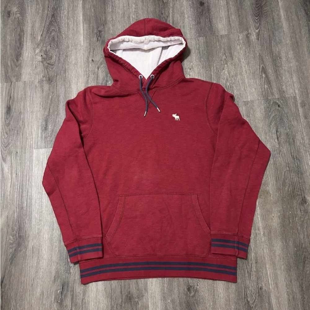 Abercrombie Fitch Sweater Mens Medium Red Pullover Hoodie Sweatshirt
